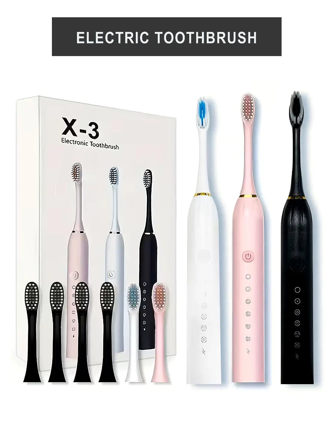 X3 Sonic Electric Toothbrush Rechargeable | USB Fast Charging Toothbrush with 5 Modes Deep Cleaning Whitening & Gum Care